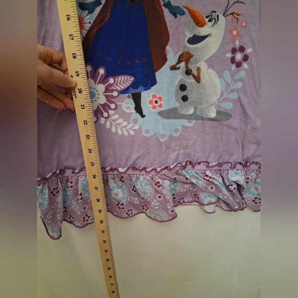 Purple Frozen Nightgown with Anna and Olaf Pajama Dress Size 9-10. - Picture 3 of 5